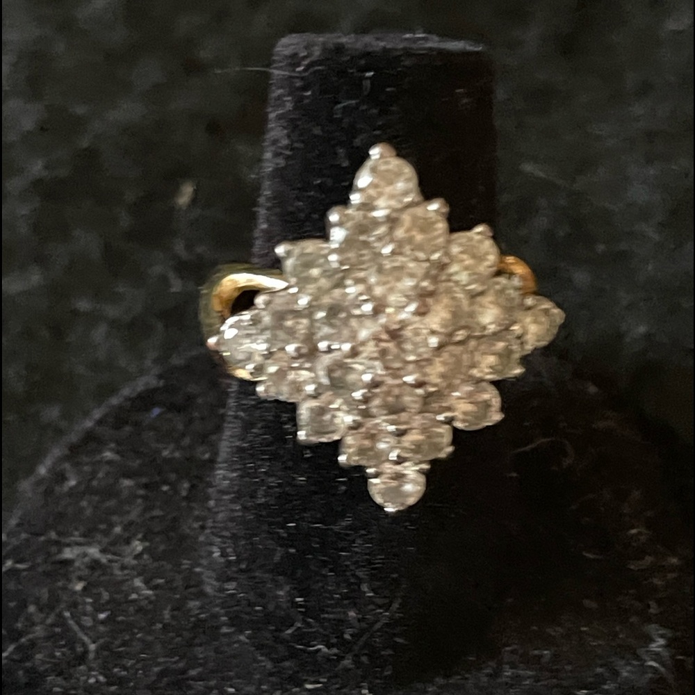 CZ Gold over sterling cluster ring